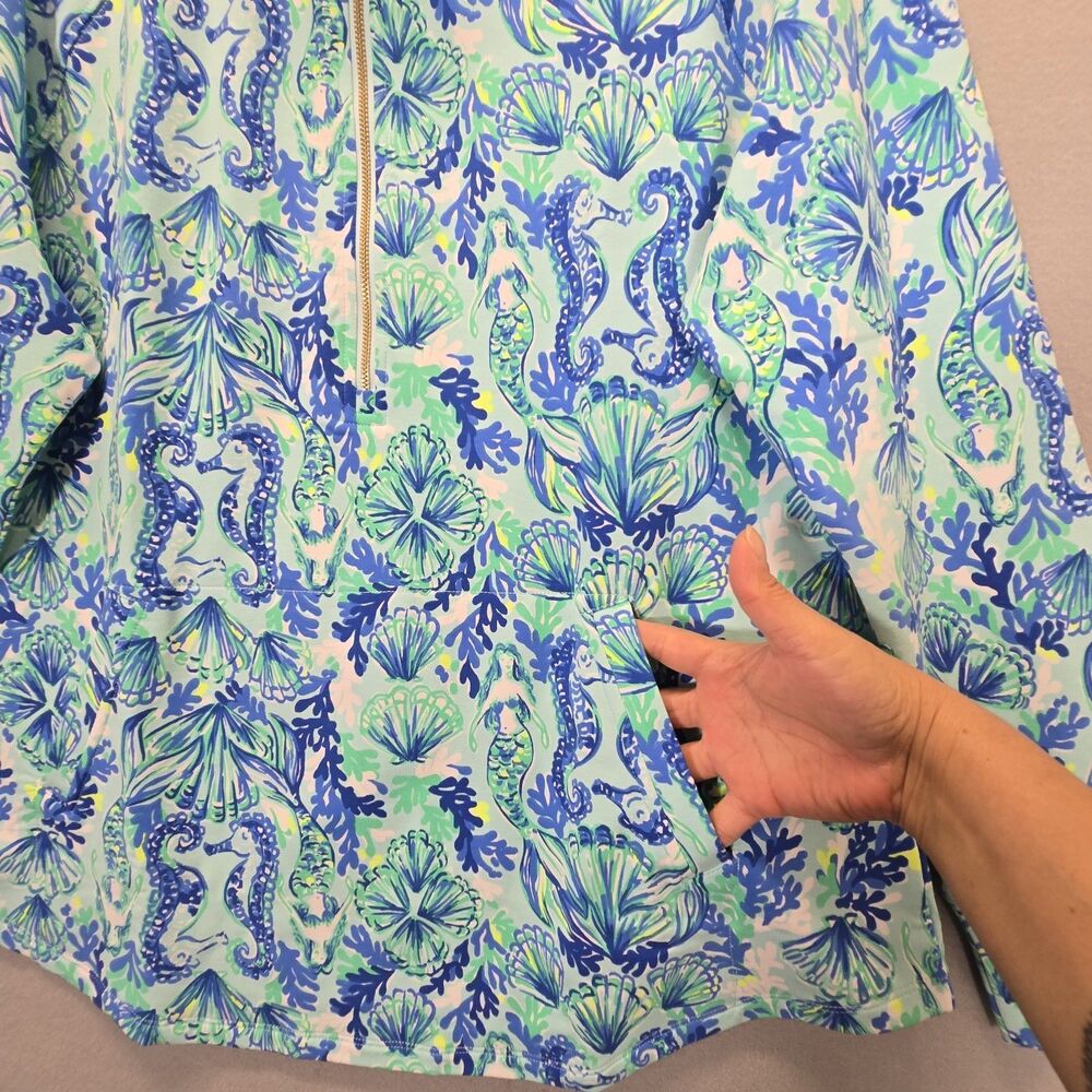 Lilly Pulitzer Skipper Popover UPF 50+ Seeing Double Sea Glass Aqua Size XL New - Picture 3 of 14